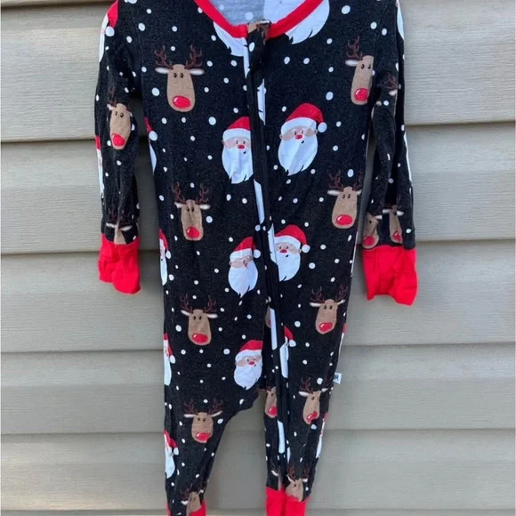 Bums & Roses Christmas Bamboo Rompers 9-12m - Picture 4 of 7